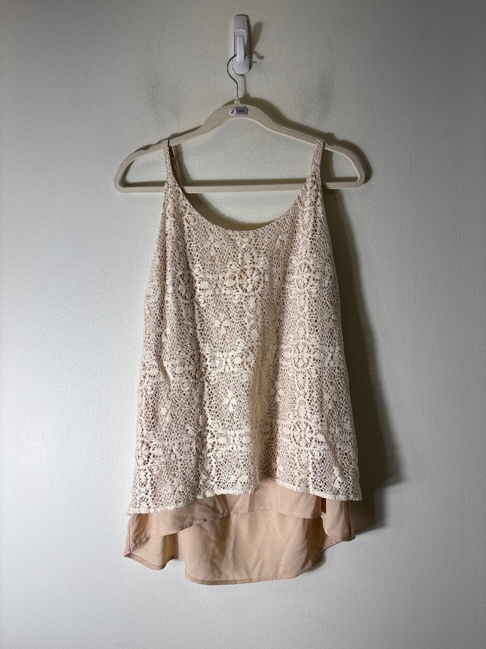 Cabi Off White Lace Sleeveless Layered Top Sz M